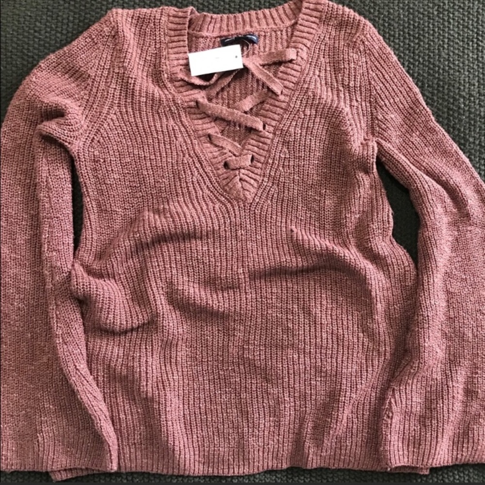 American Eagle Lace Up Sweater